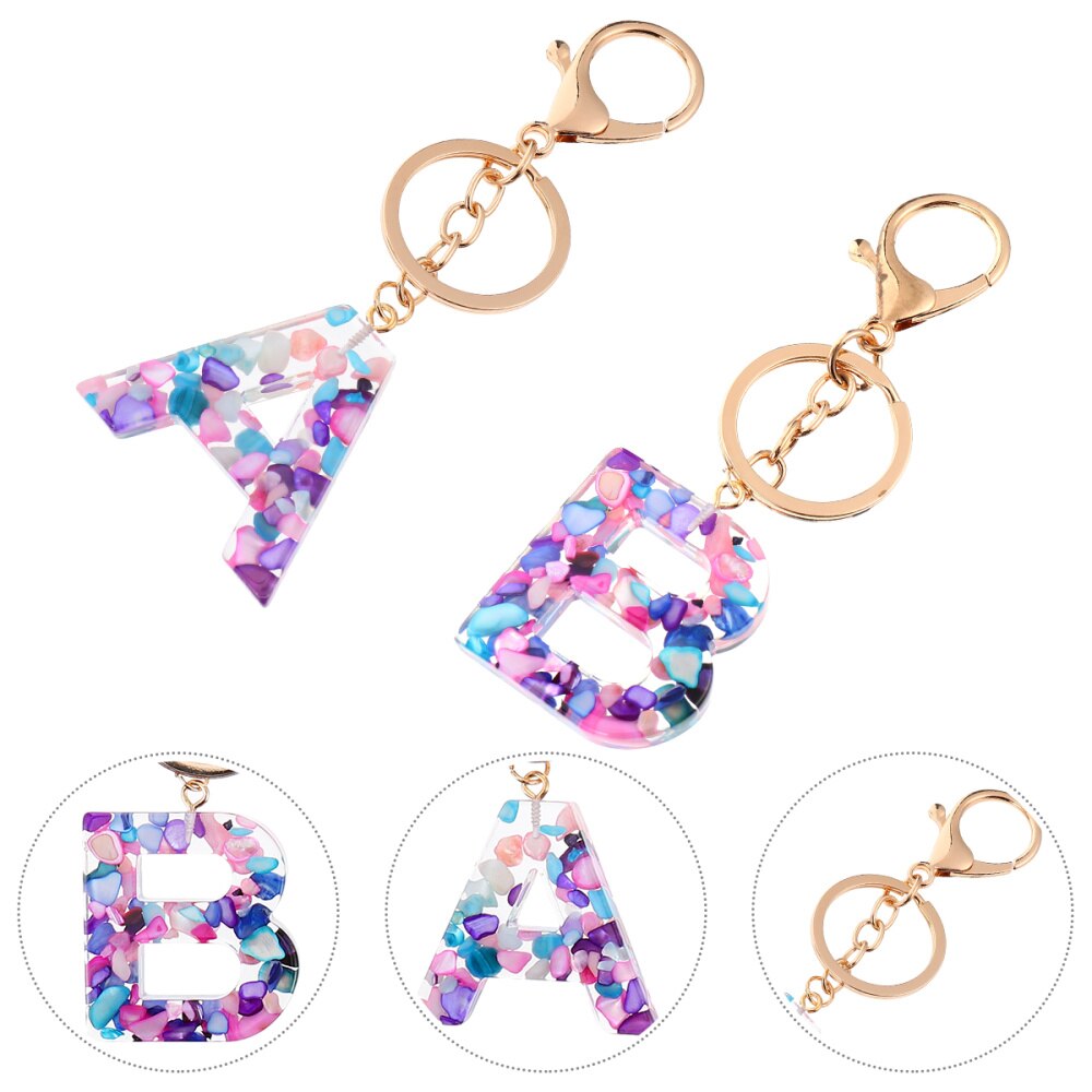 2pcs Keyrings Alphabet Colorful Key Rings Key Pendants Pendants Keychains for Girls Female
