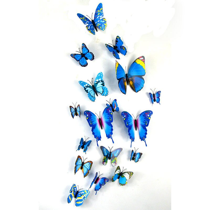 12 teile/satz 3D Simulation Schmetterling Zauberstab Aufkleber Kühlschrank Dekoration Aufkleber PVC für freundlicher Zimmer Dekoration Zauberstab Aufkleber