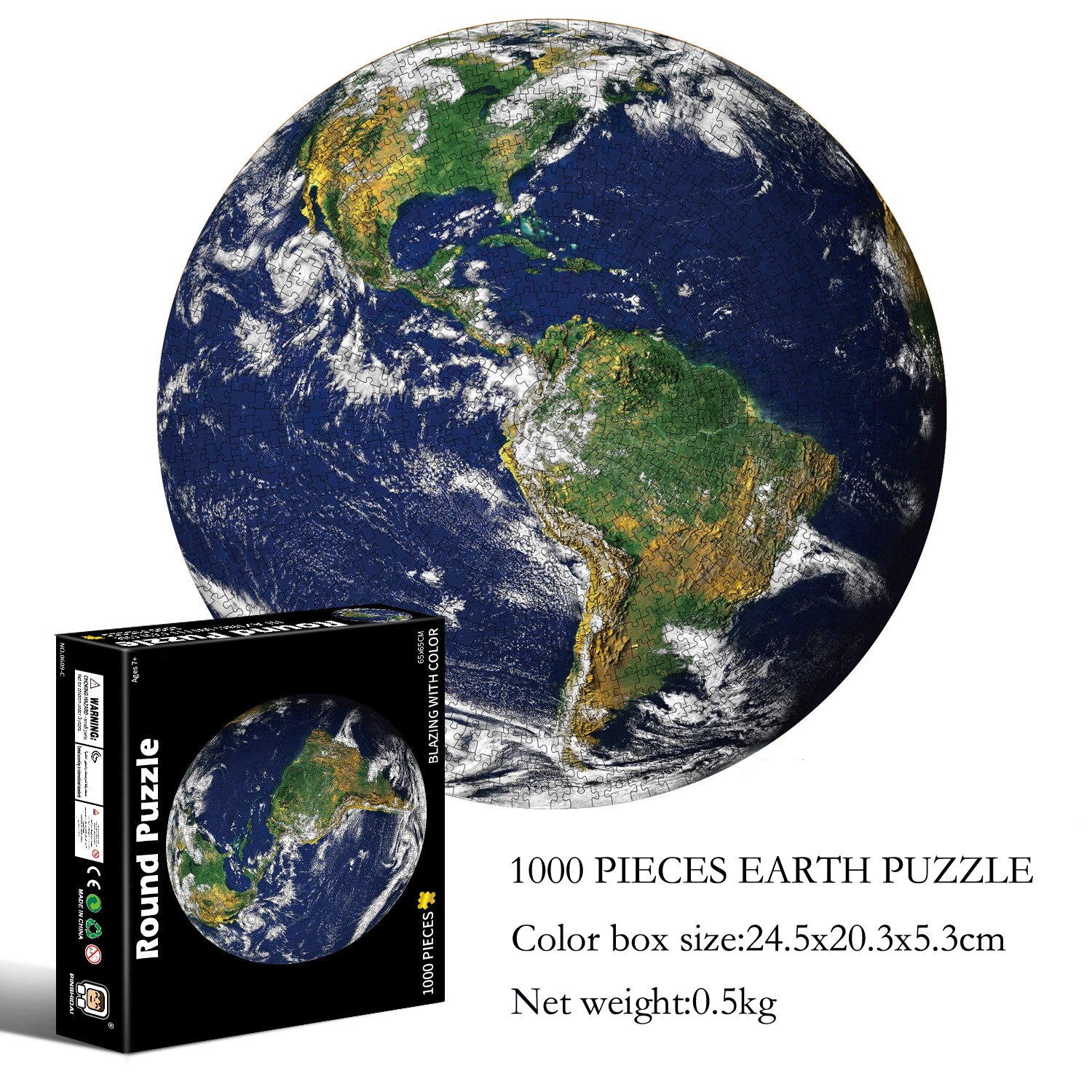 1000 Pieces Jigsaw Puzzles Educational Toy Scenery Space Stars Moon Earth Round Puzzle Game Toys for Adults Kids