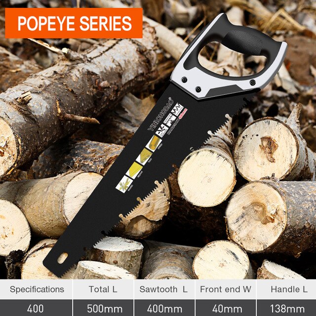 Heavy Duty Extra Long Blade Hand Saw For Wood Camping, Dry Wood Pruning Saw With Hard Teeth: 400mm