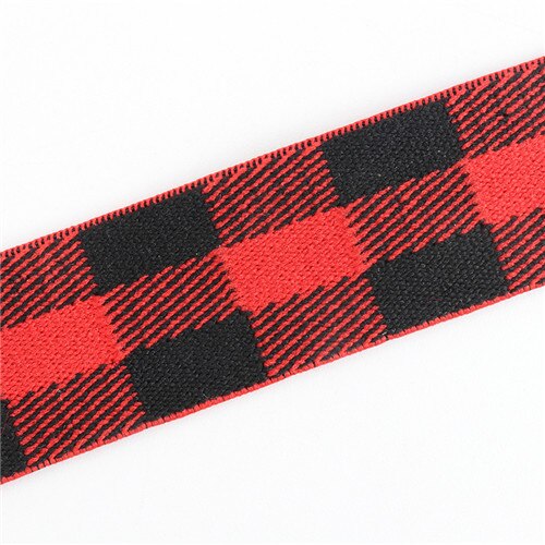 25mm elastische band rooster print patroon rubber band kleding tassen huishoudtextiel naai accessoires doe-het-zelf 1 meter: Zwart rood