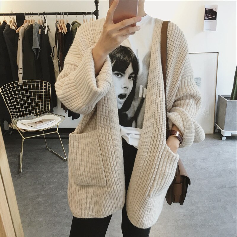 Winter Lente Gebreid Vest Vrouwen Mode Vleermuis Mouw Lange Jas Lange Mouwen Vest Trui vrouwen Lente Jas lui Wind