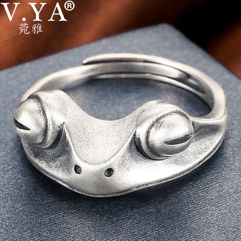 V .ya 925 sterling sølv frø åbne ringe til kvinder mænd vintage punk dyr figur ring thai sølv fest smykker
