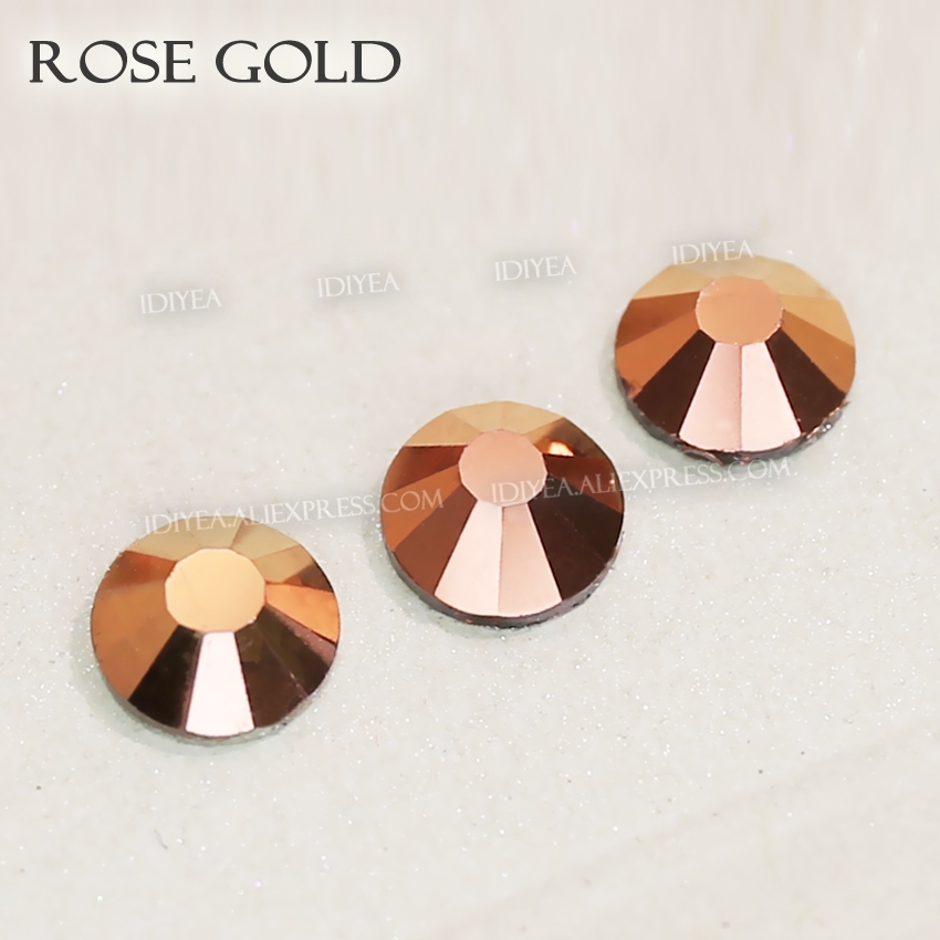 Rose Goud Glas Fix Steentjes Strass Kristallen Hotfix Plaksteen Stenen Voor Stof Kledingstuk Bruiloft Kleding Kostuum Glitters