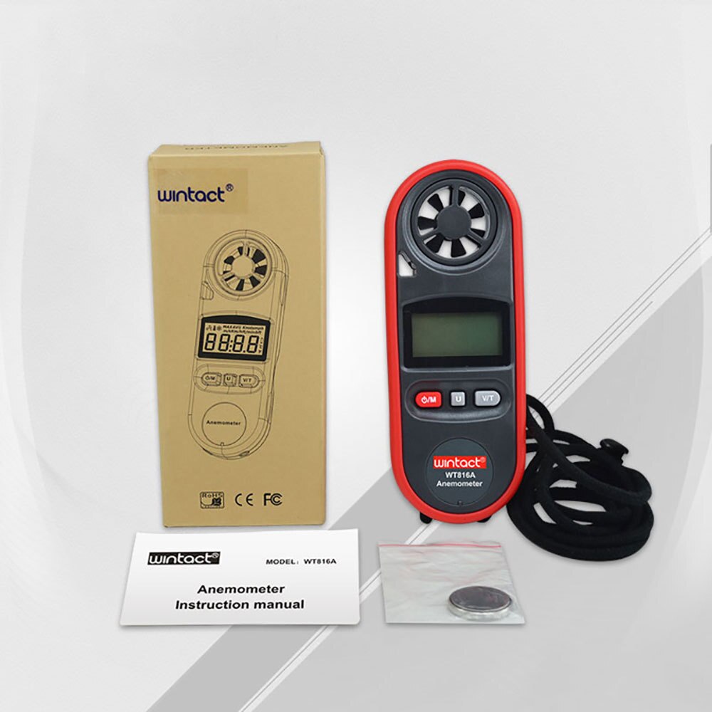 Portable Wind Speed Meter 30m/s Digital Anemometer IP67 for Measuring Wind Speed, Temperature Measure Meter Hand-held Anemometer