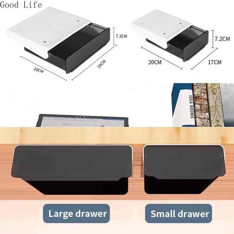 Under Desk Storage Drawers, Dorm Desk Small Invisible Drawer Box,Home Office Stationery Organizer