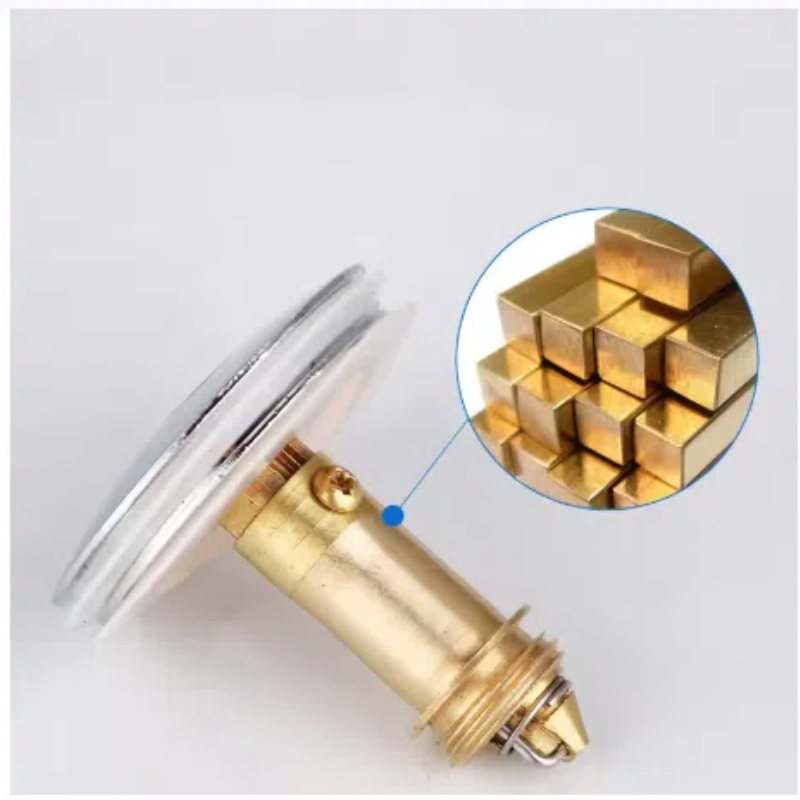 Washbasin drain plug copper spring valve, spring plug bounce valve, brass sink bathroom trash replacement easy to pop out