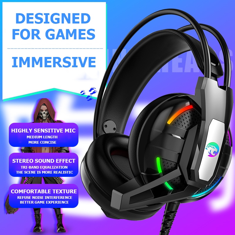 PS4 Gaming Hoofdtelefoon 4D Stereo Rgb Licht Koptelefoon Video Game Headset Met Microfoon Voor Xbox One/Laptop/ pc Tablet Gamer