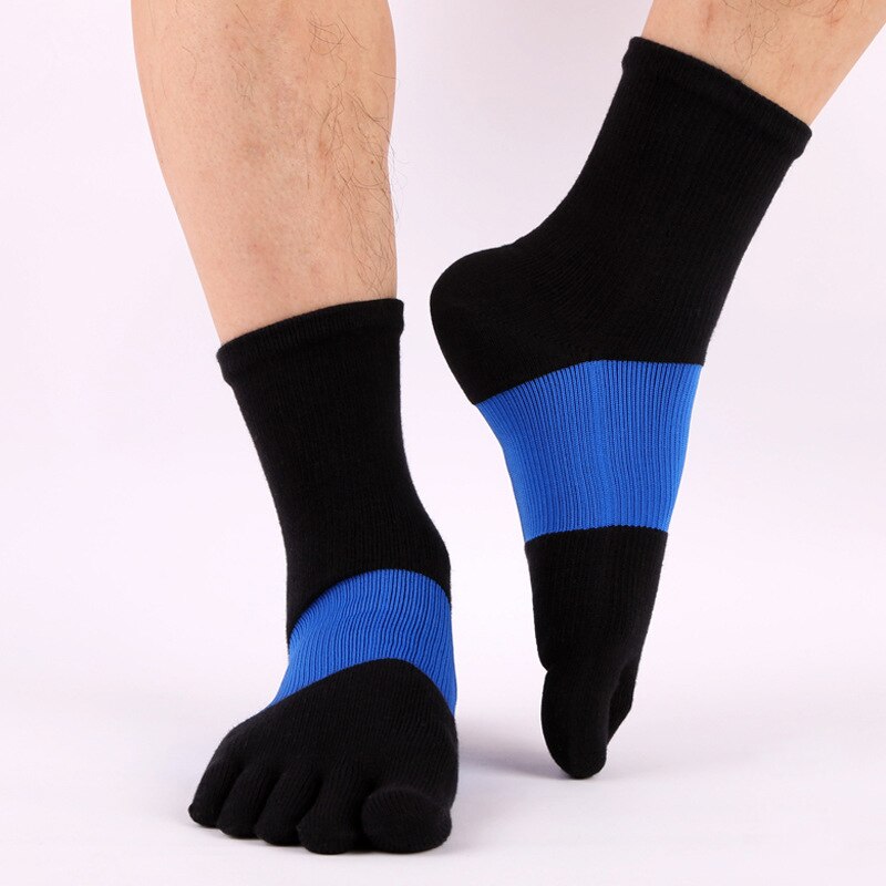 6 Pairs Mannen Yoga Sokken Vijf-Vinger Scrunch Sokken Katoen Ademend Atletische Sokjes Man Sportkleding Japanse Stijl Teen sokken: black