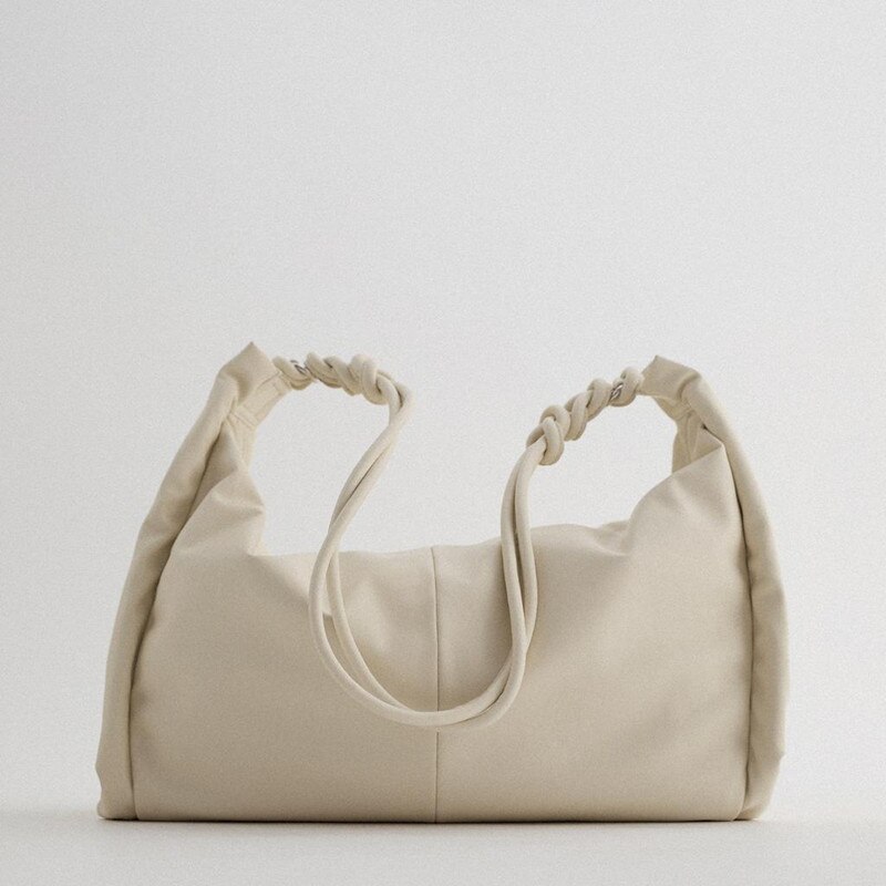 Bolso de mujer claro, decoración de pliegue lateral, bolso de hombro tipo shopper, novedad de: 2