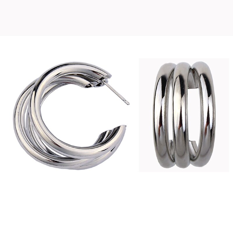 Grote Cirkel Hoepel Oorbellen voor Vrouwen Goud Zilver Wervelkolom C Hoops Grote Half Ronde Party Creoolse Boucle D' Oreille bijoux: 6 silver