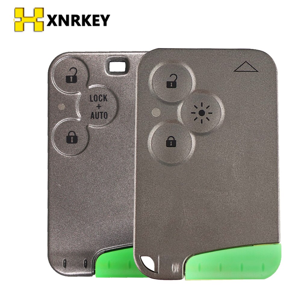 Xnrkey 3 Knop/Verlichting Knop Afstandsbediening Card Shell Voor Renault Laguna Card Key Shell Met Green Blade Zonder Woorden zonder Logo