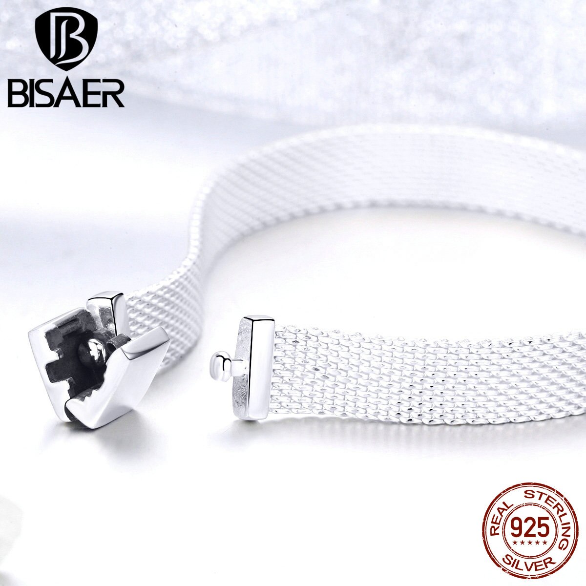 Bisaer 925 Sterling Zilver Eenvoudige Vrouwen Kralen Strand Armbanden Armbanden Sieraden Pulseira 17Cm 19Cm ECX001