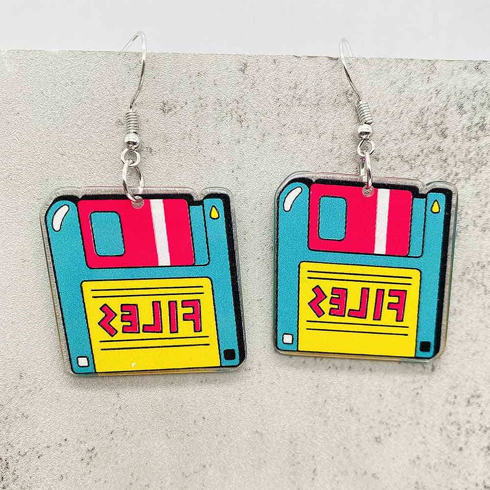 Pendientes de registro de película con cinta de casete de estilo Vintage, pendientes para entusiastas de la música, color blanco y negro, para entusiastas de la música navideña: Color amarillo claro