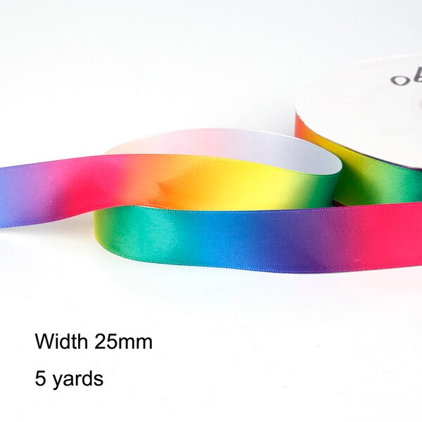 5Yard/Lot 6 10 12 15 20 25 30 40 50Mm Regenboog Kleur Satijn Lint Tape Voor bruiloft Decoratie Wrap Kerst Lint: 25mm