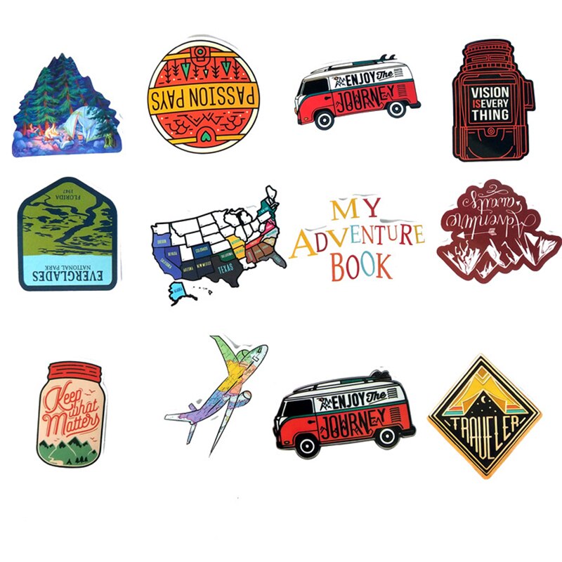 65Pcs Outdoor Adventure Computer Sticker Explore Nature Climbing Camping Travel Waterproof Laptop Decals For MacBook/HP Notebook