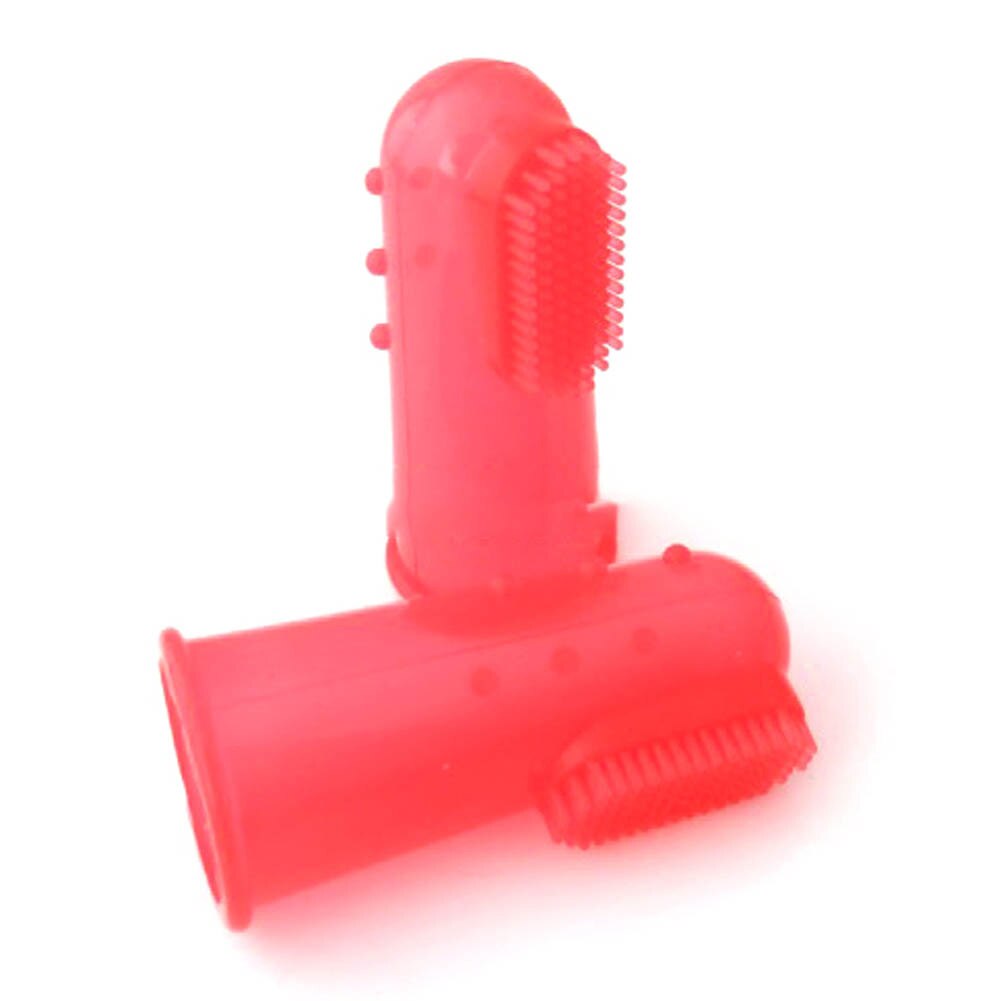pet Finger Toothbrush Dog Dental Care Cleaning Products Teeth Care Brush Silicone Finger Toothbrush Anti-Bite Toys Pet Supplies: Red