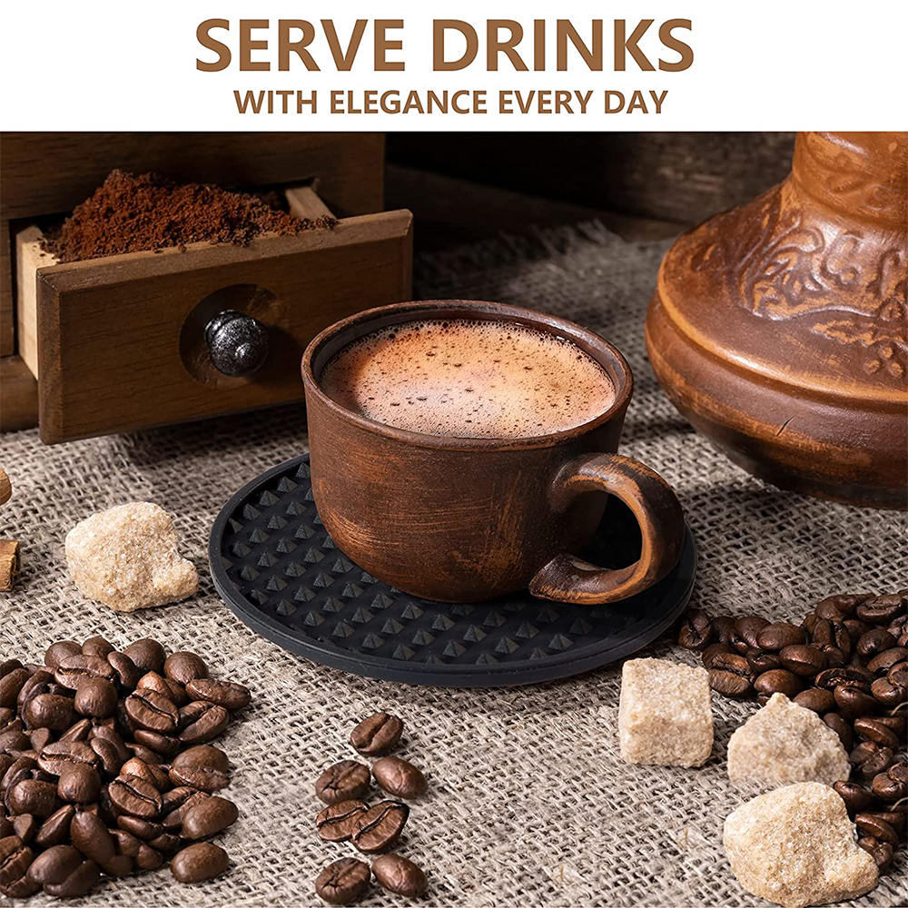 Posavasos de silicona para bebidas con soporte, tapete para secar platos y tazas resistente al calor, protección de mesa, posavasos antideslizantes para bebidas, 6/7 Uds.