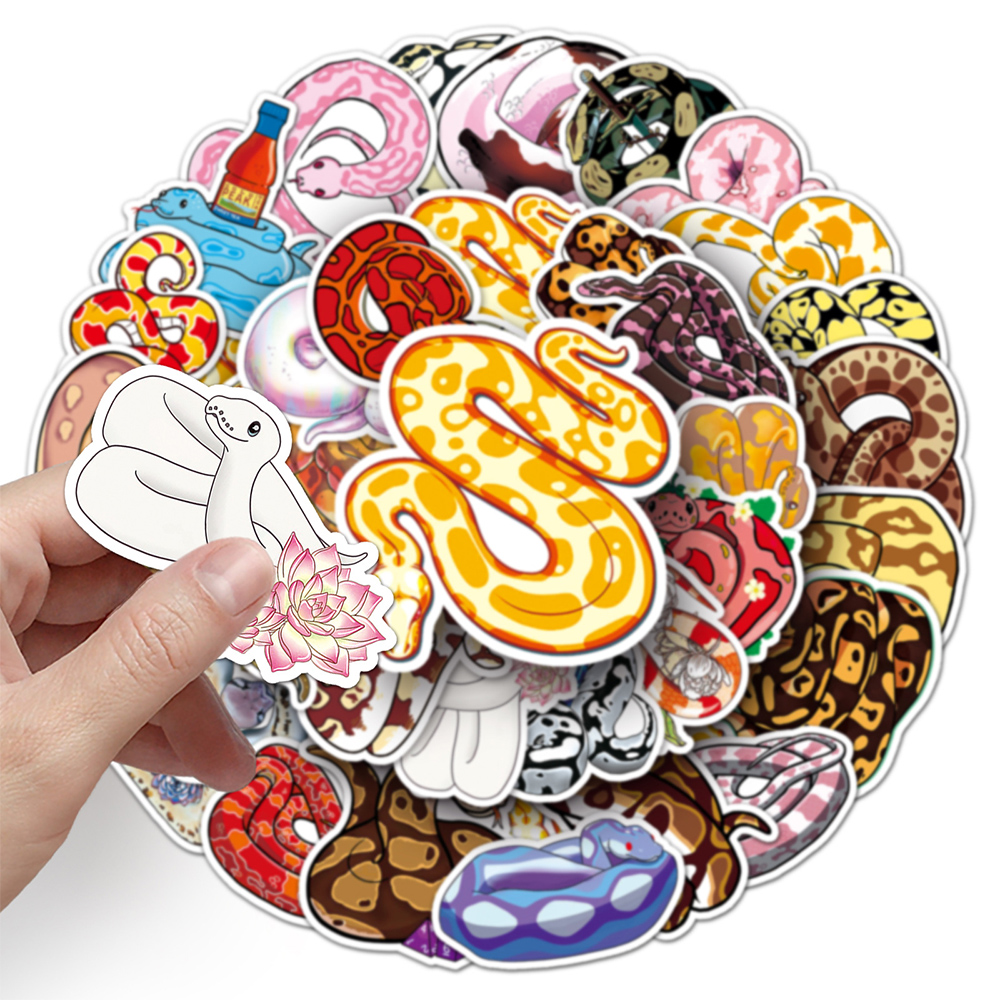 Autocollants waterproof motif serpent drôle pour enfant, stickers de dessin animé, mignon, graffiti, pour bagages, ordinateur portable, skateboard, vélo, jouets, 10/30/50 pièces