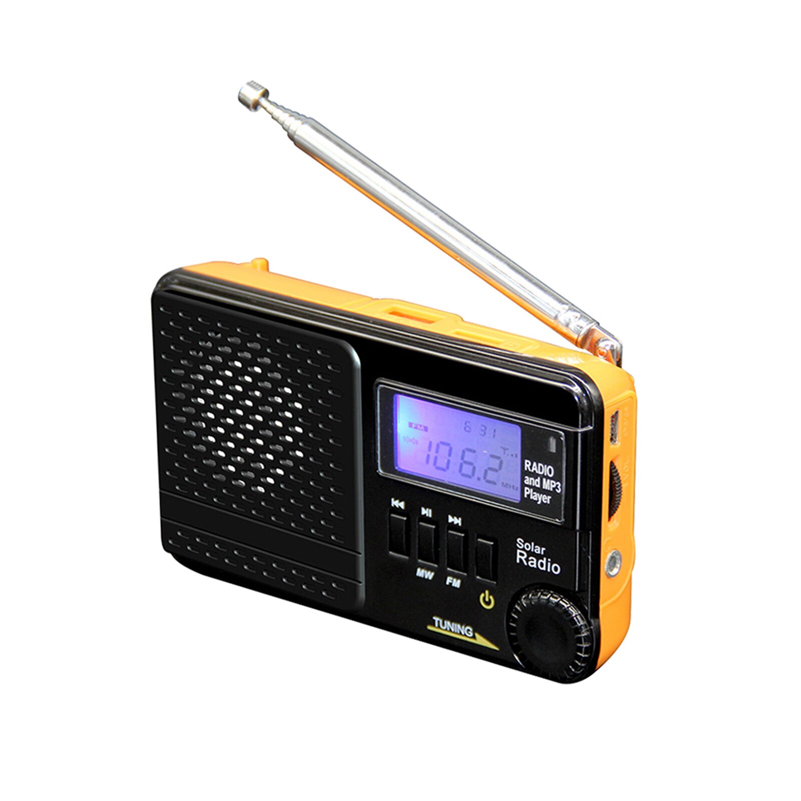 Handheld Digitale Radio Lcd-scherm Am Fm Mini Draagbare Antenne Muziek Afspelen Media Player MP3 Ondersteuning Tf-kaart Volledige band: Oranje