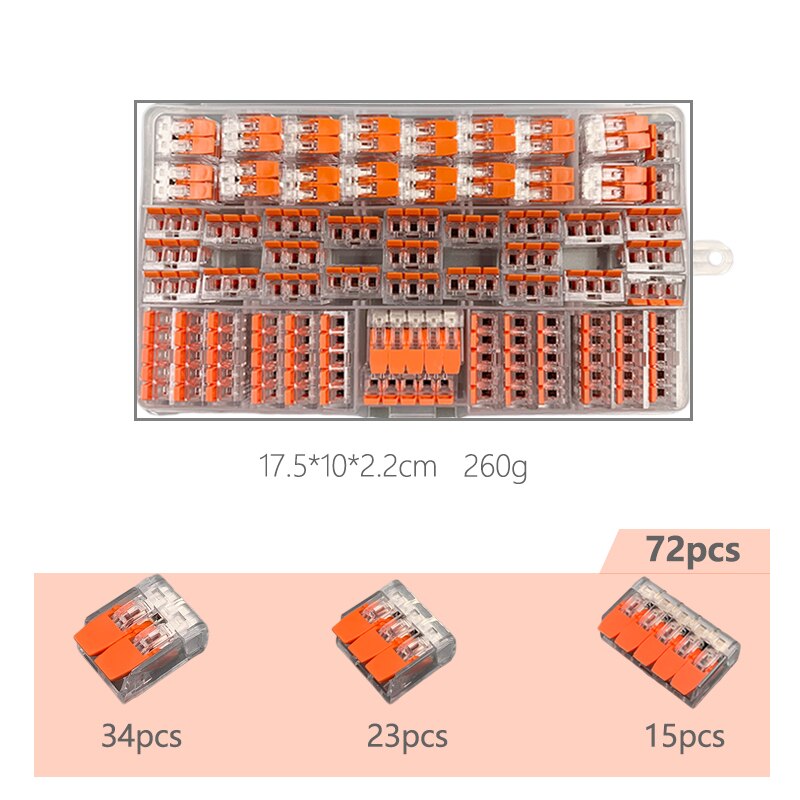 Wire Connector 24/48/72/96 PCS Orange Mini Quick Connector Universal Compact Plug-in Wire Terminal Home Connector: 72PCS box packed