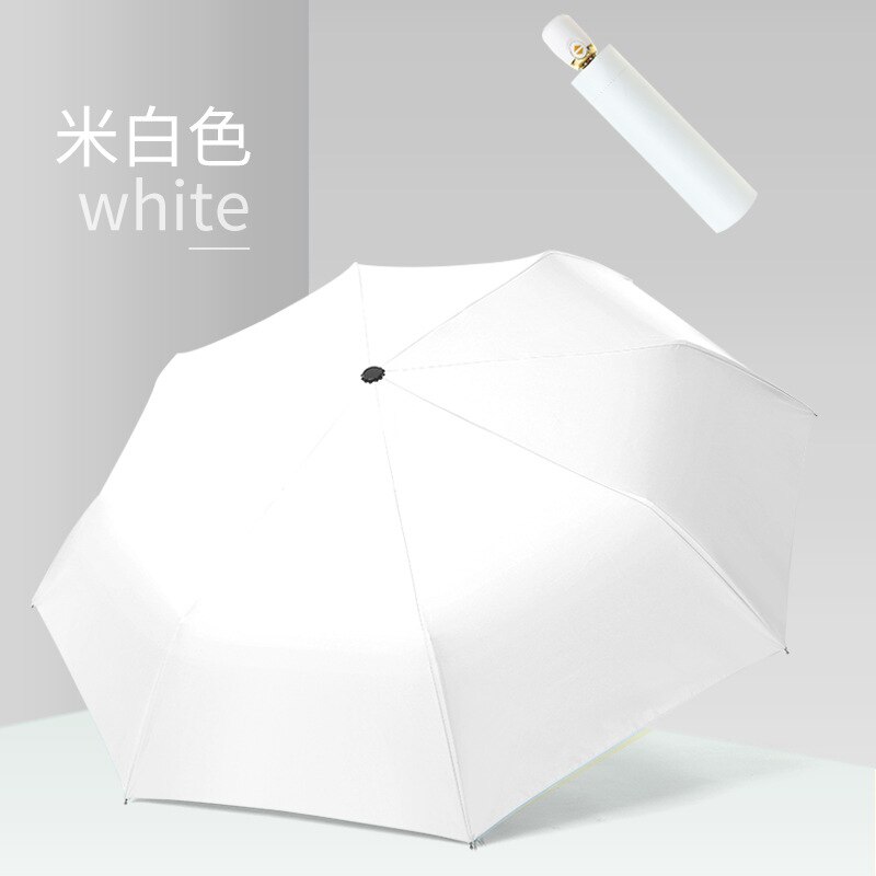 Ins Automatische Paraplu Opvouwbare Parasol Parasol Paraplu Paraplu Regen Vrouwen Strand Paraplu Mode Multi-color: Off white