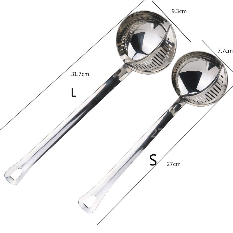 Double-Use Colander Set Cooking Spoon Strainer Stainless Steel Pot Soup Spoon Kitchen Restaurant Supplies C1238 b