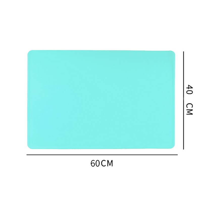 Thick Silicone Dough Pad Mat Dough Non-Stick Scale Kitchen Baking Tool Cake Board Large Soft High Temperature Rolling Dough Pad: Blue 60x40cm
