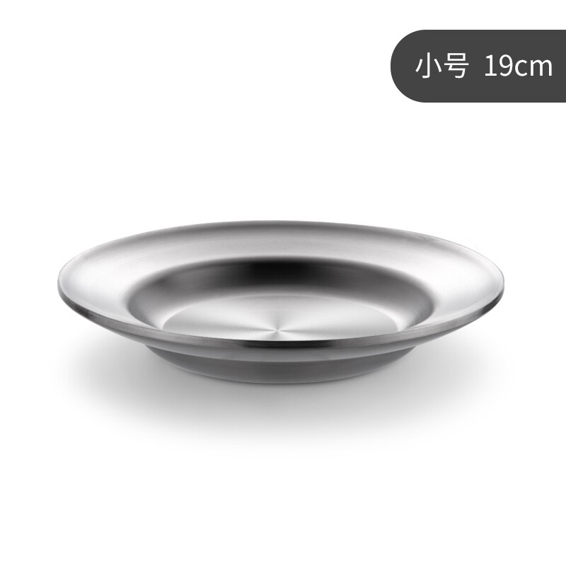 Deepen 304 Stainless Steel Plate Double Insulated Stainless Steel Plate Restaurant Dinner Plates: 19CM