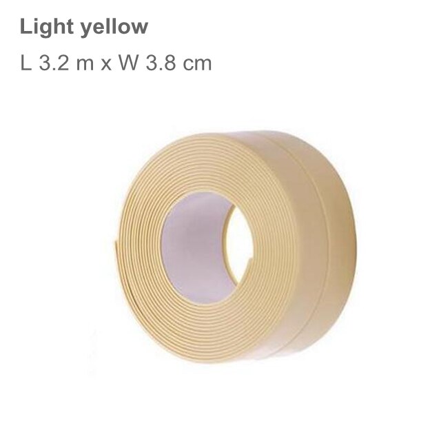 Tapeter pvc crack tape til badeværelse og køkken anti-mug vandtæt forsegling vask tape tapet kant selvklæbende tape: Lysegul