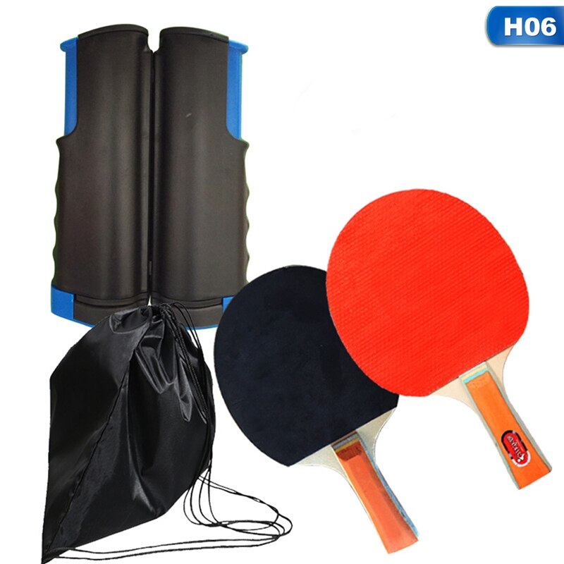 Juego portátil de Ping Pong , equipo de entrenamiento de Red retráctil de tenis de mesa, Robot de película de goma , juego de accesorios de Ping Pong rojos: 06