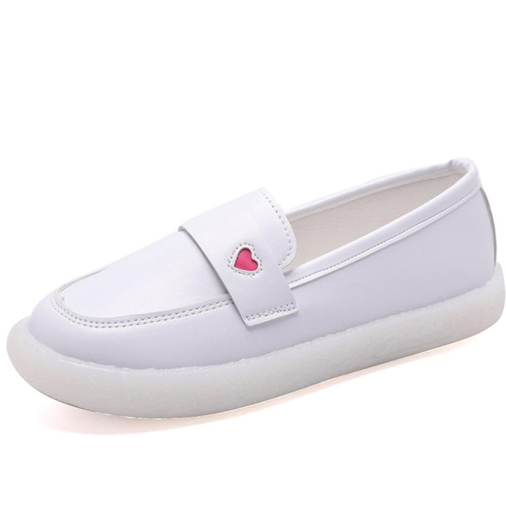 Leather Ladies Flats Women Spring Soft Bottom Loafers Nurse Shoes White Slip-On Female Comfortable Casual Driving Shoes