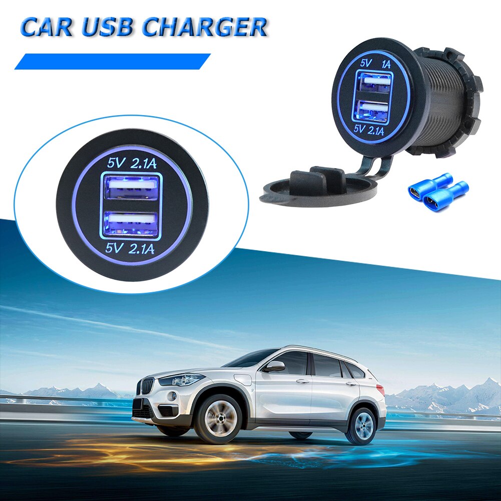 4.2A Dual Usb Autolader Dual Led Light Stopcontact Voor 12-24V Boot Rv