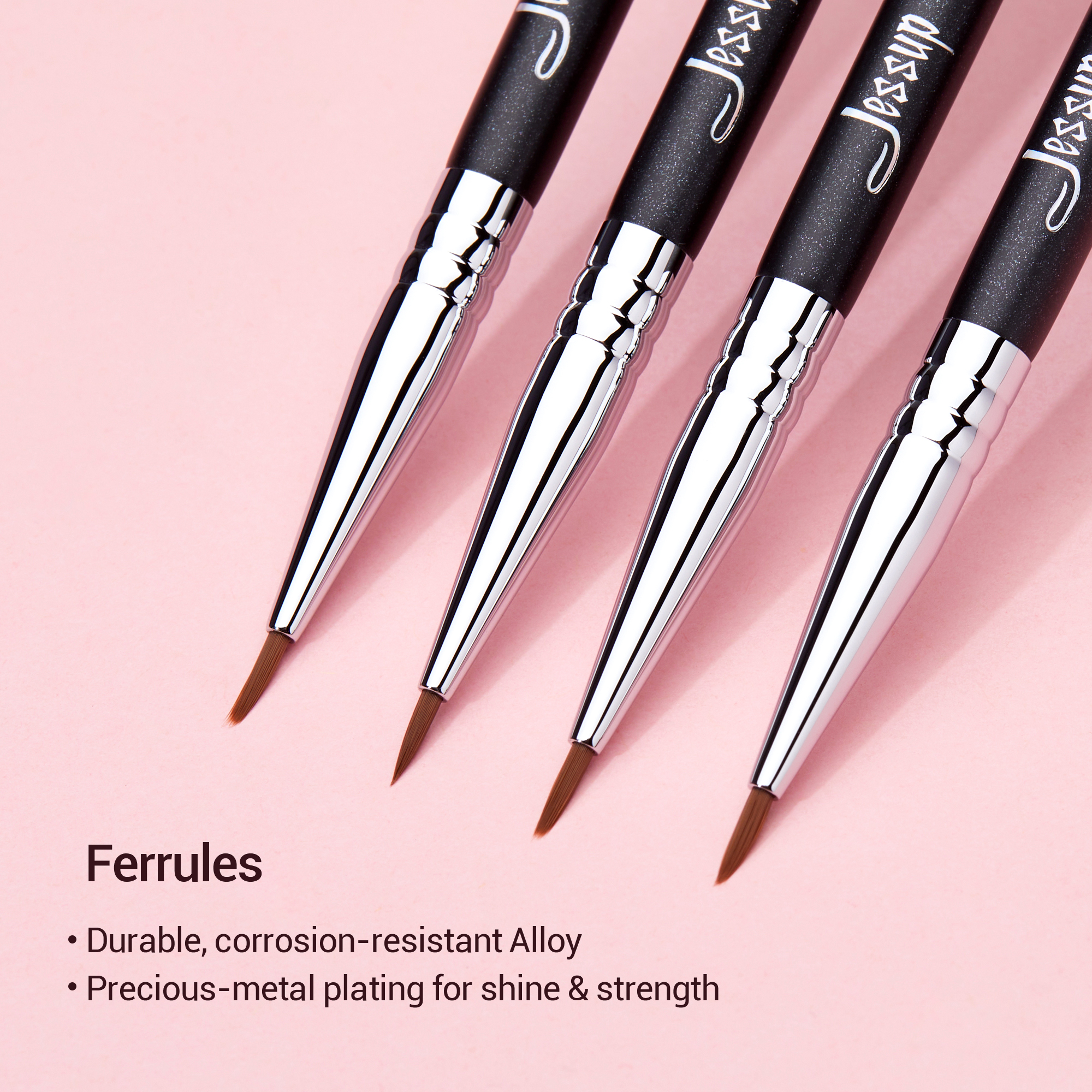 Jessup eyeliner børste sort/sølv præcisions makeup værktøjer tyndt syntetisk hår enkelte makeup børster