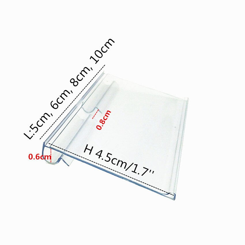 H4.5cm Plastic Prijskaartje Teken Label Display Plank Haak Houder Transparant Pvc Voor Supermarkt Draad Rek 100Pcs