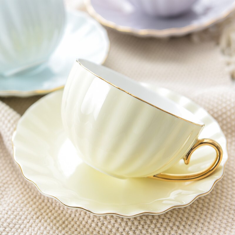 Roligt glödande rosa söt porslin kopp och fat keramik enkel te uppsättningar moderna kaffekoppar tazas para cafe