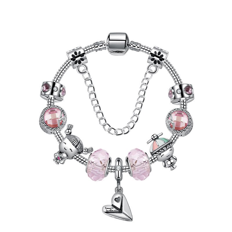Pan familjearmband rosa serie pojkar flickor ren kärlek armband kärlek papper flygplan hänge armband