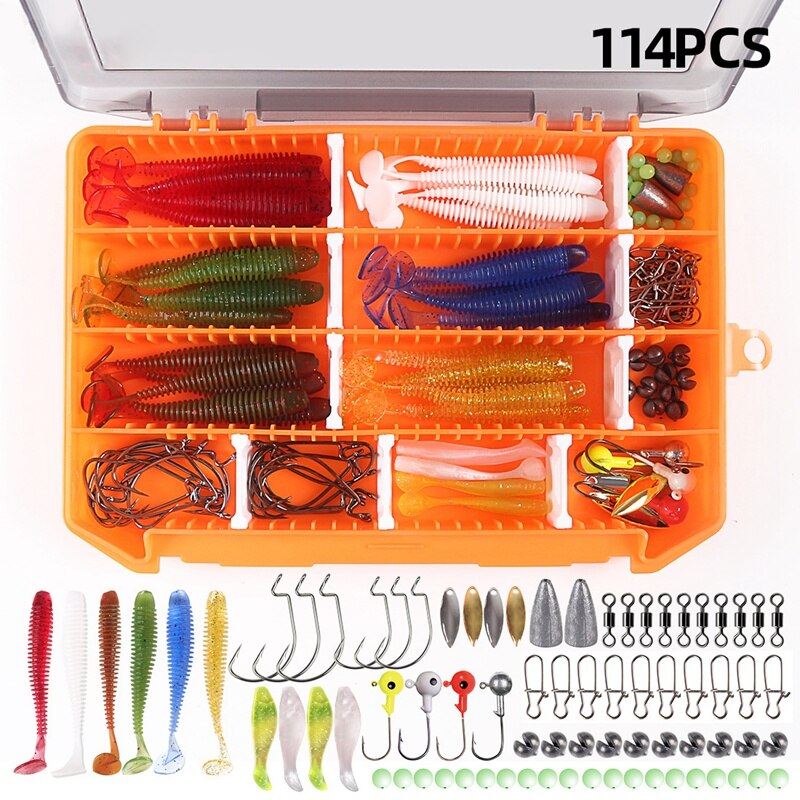 Artificial Fishing Lure Soft Lure Set Mixed Universal Assorted Fishing Baits for Saltwater and Freshwater with Tackle