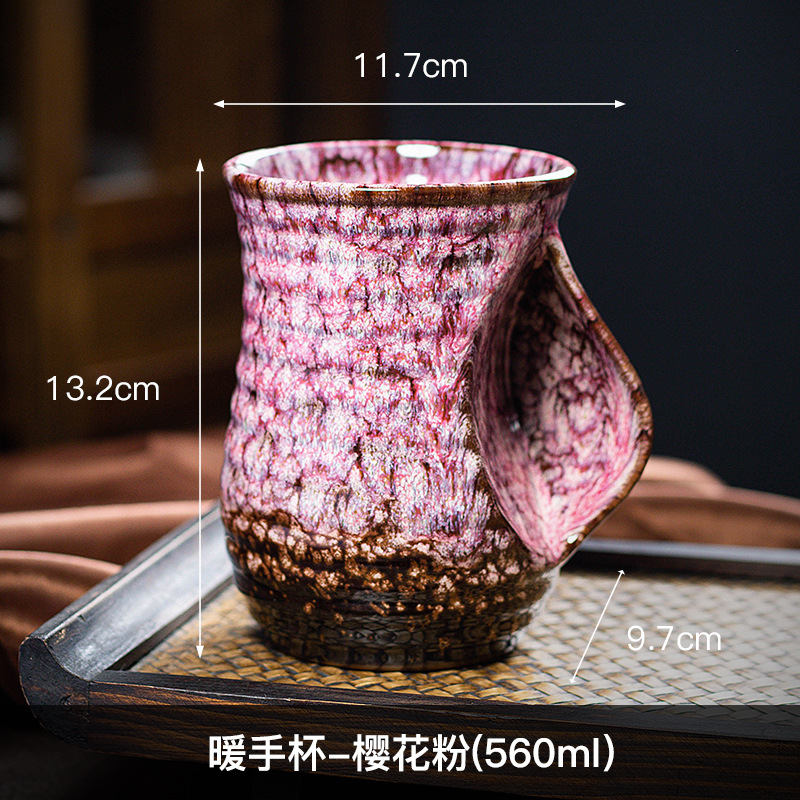 1 unidad, taza de café de cerámica creativa de 500ml, cerámica cambiada con horno, bonitas tazas de té, taza de té de Kung Fu,: Gris claro
