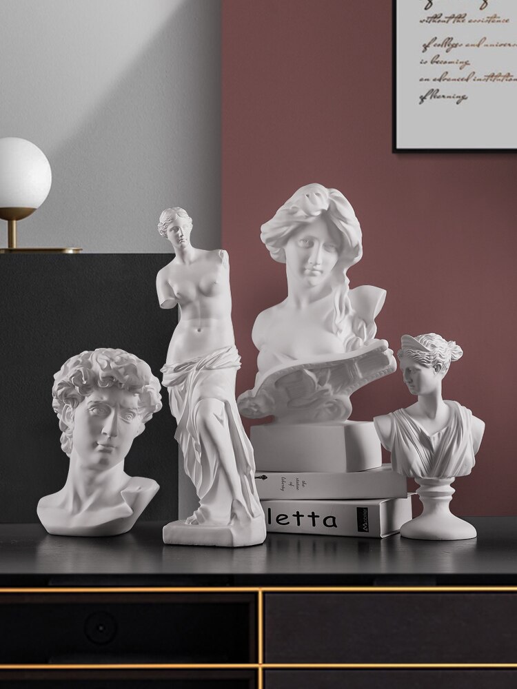 Statue de tête de personnage en plâtre, décoration douce pour maison, modèle de chambre, ornement de bureau à la