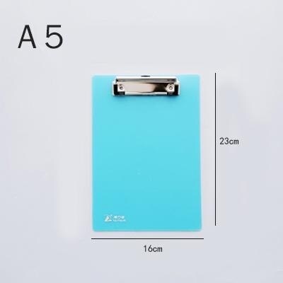 size board hard board white pink blue backing board plate PP Writing plate A5 Transparent Plastic File Folder: A5Blue