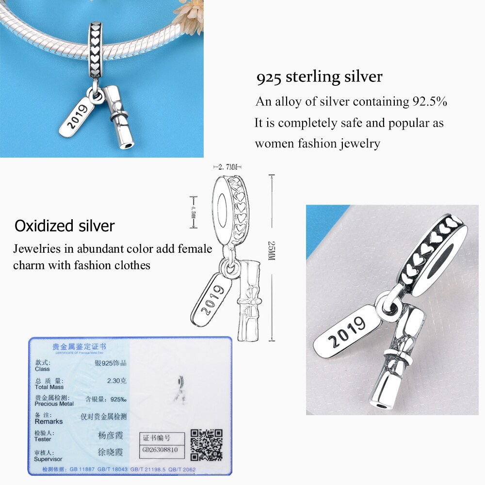 Fit Originele Charms Armband 925 Sterling Zilver Graduation Cap Charms Diy Sieraden Maken Berloque