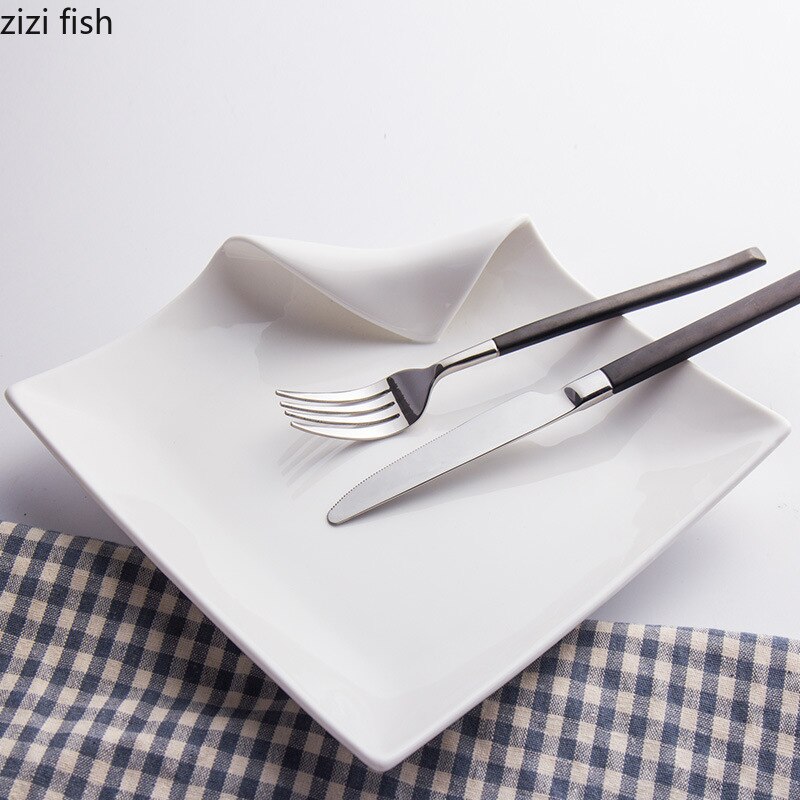 Ceramic Dinner Plates Pasta Steak Plates Irregular Shape Tableware Vegetable Dish Restaurant Snack Pastry Desserts Tray