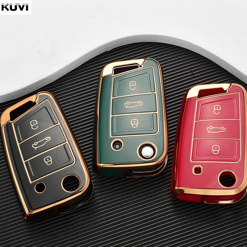 Funda de TPU para llave remota de coche, carcasa para VW, Volkswagen, Golf 7, MK7, Tiguan, MK2, SEAT Ateca, Leon FR 2, Ibiza, Skoda Octavia A7