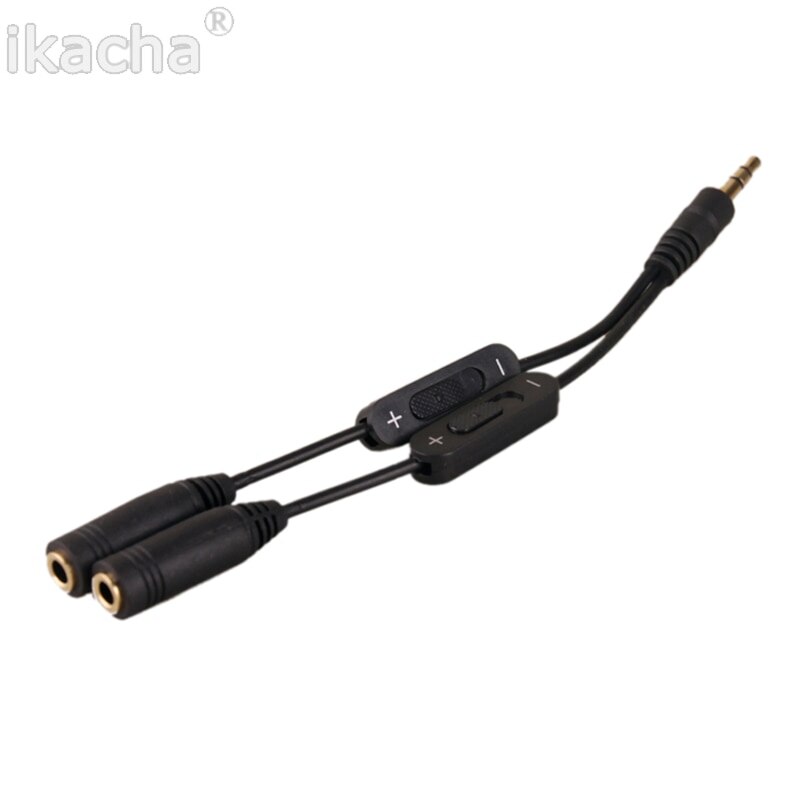 Volume Control 3.5mm Plug Jack Headphone Audio Stereo Y Splitter Cord Cable With Phone Separate Cable
