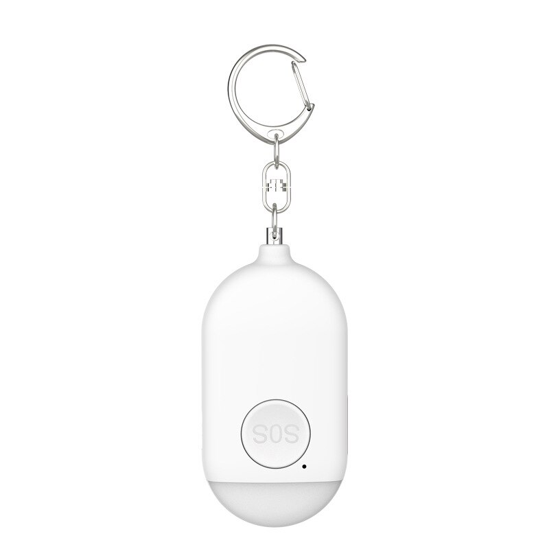 Loud Sound Personal Alarm 130 dB Safety Emergency Siren Keychain with Flashlight Loud Sound Personal Alarm QJY99: white
