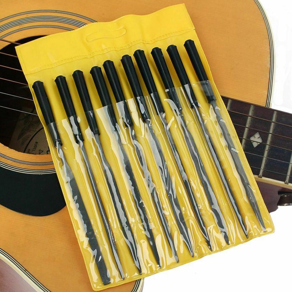 Kit de limes à aiguille Luthier, 10 pièces, lime d'entretien de meulage de guitare, fente d'écrou de guitare, limes de dressage de frettes, outil de réparation de guitare