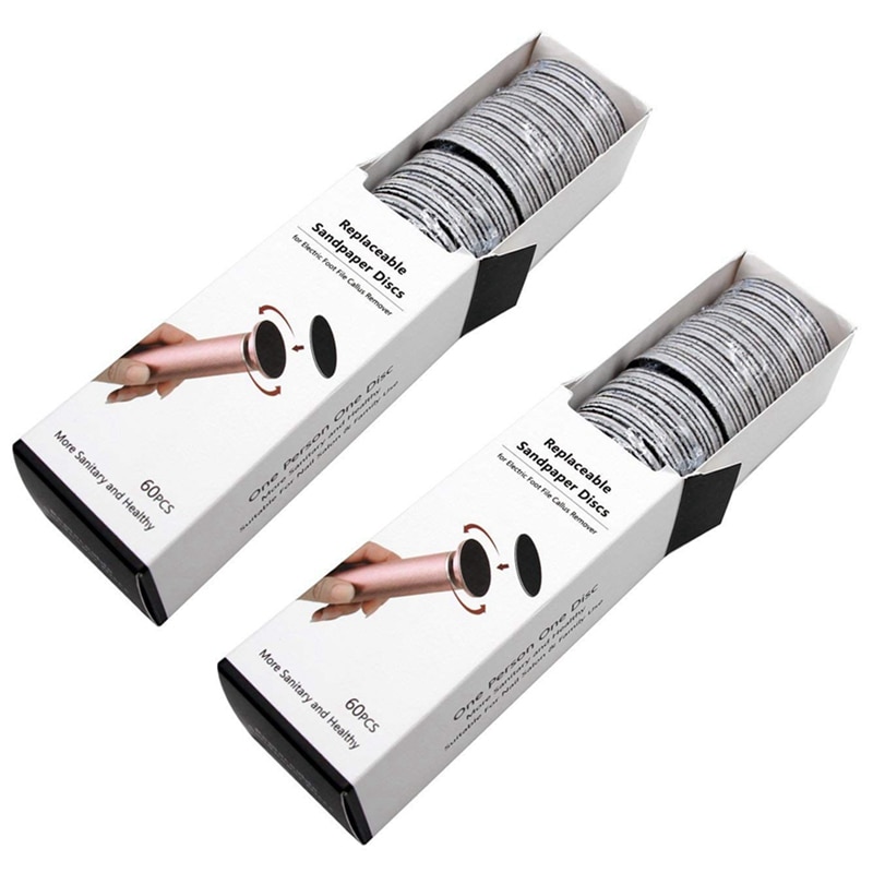 120 pièces remplacement papier abrasif disques Pad pour électrique pied fichier callosités décapant pédicure outil, 60 pièces régulier grossier 100 grain avec