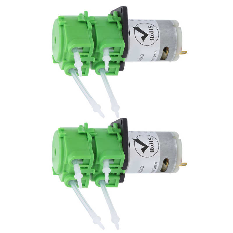 DC 12V 24V Dosing Peristaltic Water Pump Double Head Micro Liquid Circulating With 1X3mm Food Grade Silicone Tube