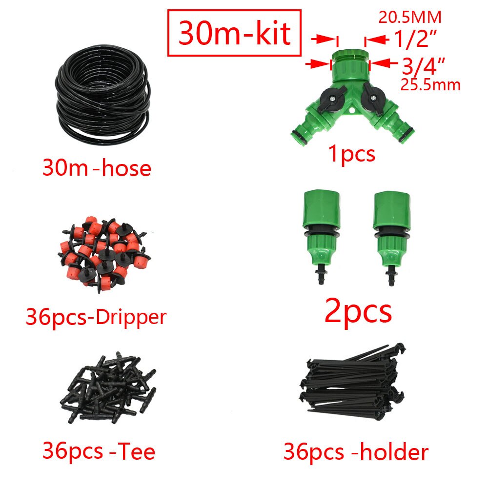 50M-5M DIY Drip Irrigation System Automatic Watering Garden Hose Micro Drip Watering Kits with Adjustable Drippers: 30M